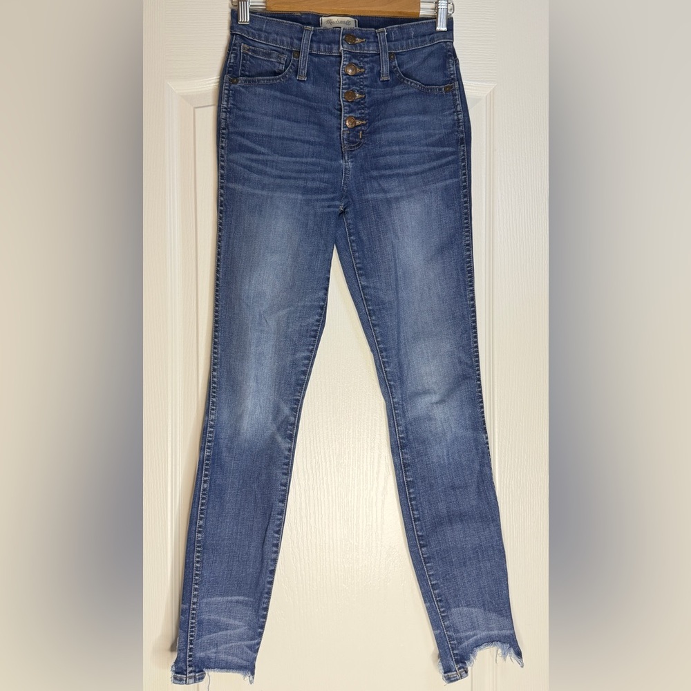 Madewell High-Rise Button-Fly Skinny Jeans in Washed Blue, Size 25